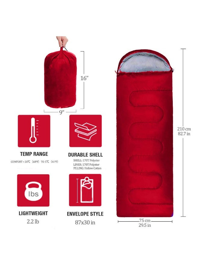 KISSUN Sleeping Bag, Lightweight 3 Season Weather Sleep Bags for Kids Adults Girls Women, Microfiber Filled 5-20 Degree for Backpacking/Hiking/Camping/Mountaineering with Compression Sack - Image 3